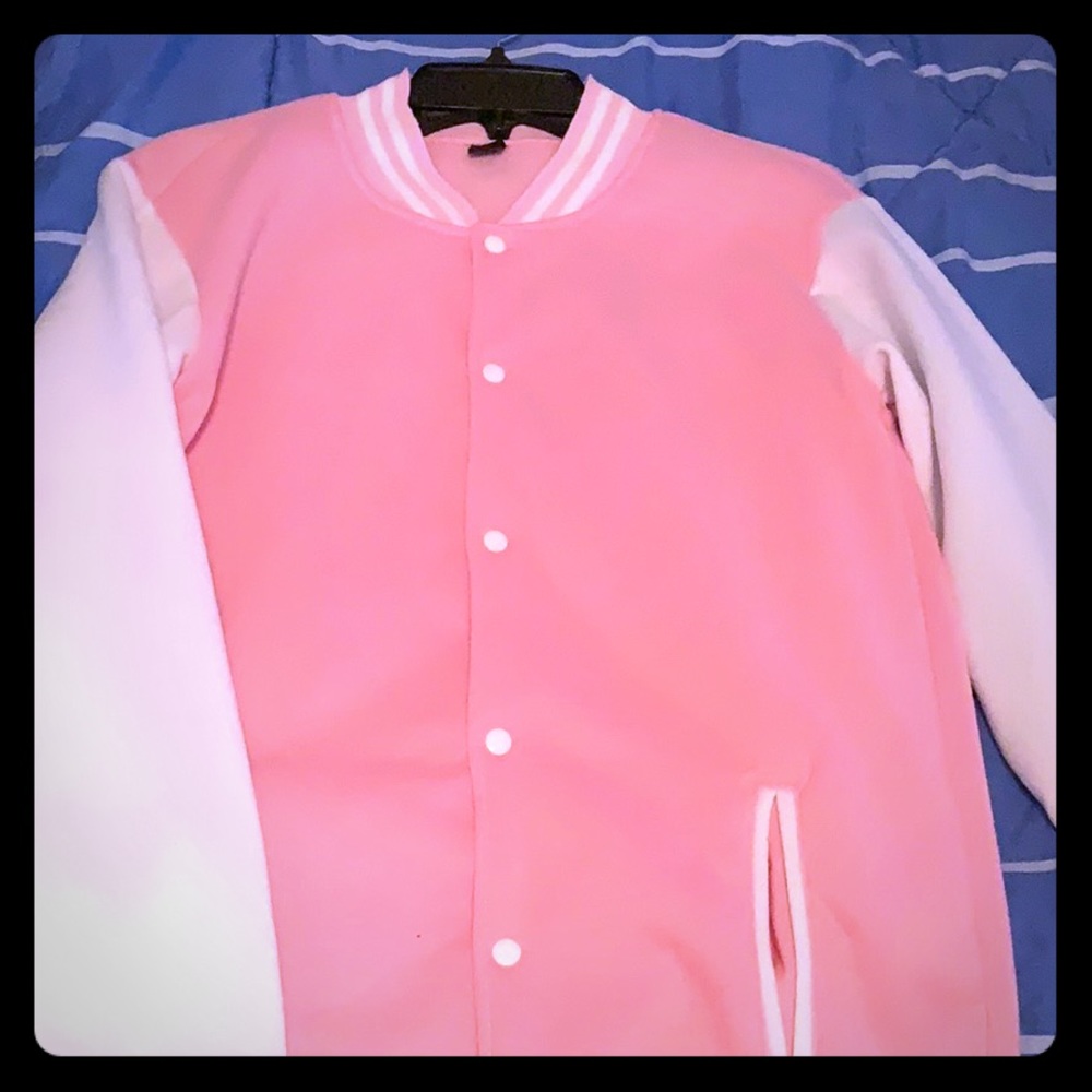 Pink and White Xxxtentacion Baseball Jacket
